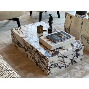 Кофейный столик из натурального камня SH STONE, современный, полированный, водонепроницаемый, для гостиной, виллы, из мрамора Calacatta Viola - Product Image 1