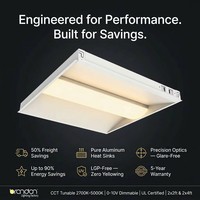 Panel LED Troffer sin Marco, Antideslumbrante, con Disipador de Calor de Aluminio, 2x4FT, 50W, Regulable 0-10V, Certificado UL, para Reequipamiento Comercial