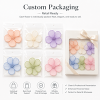 Adornos de Organza Bordados con Flores, Elegantes y Transparentes, para Decoración de Empaques y Pedidos OEM, Venta al Por Mayor