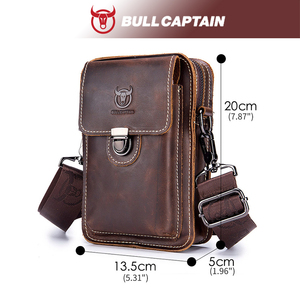 Bullcaptain Crazy Horse leather waist bag VintageBelt <b>Pouch</b> Bag Small Crossbody Shoulder Bags Fanny Pack <b>Men</b> Messenger Bags - Product Image 6
