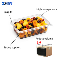 Conteneur en plastique PET transparent, recyclable, pour dattes, fruits secs, friandises, épicerie et emballages à emporter
