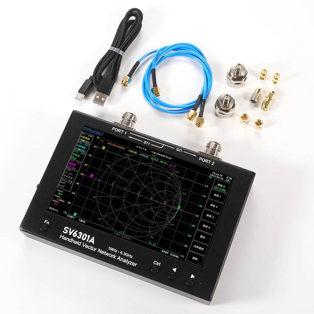 SV6301A Handheld Vector Network Analyzer 1MHz-6.3GHz 7 Inch Large Screen Antenna NanoVNA