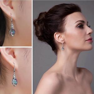 Bijoux fantaisie, boucles d'oreilles pendantes en argent sterling 925, topaze mystique arc-en-ciel - Product Image 4