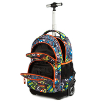 Jasminestar-Sac à dos à roulettes pour garçon, dessin animé, véhicule d'ingénierie, pour enfants, 16 pouces, 3 pièces