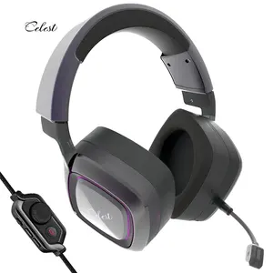 סלסט Ogryn אוזניות מחשב Usb Rgb Led אור אוזניות גדולות מעל האוזן אוזניות ראש למחשב עם מיקרופון