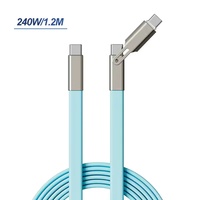 Câble de données pliable en silicone Type-C à charge rapide 240W pour iPhone à tête coudée – Vente chaude transfrontalière