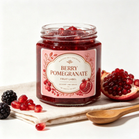 Étiquettes autocollantes personnalisées en rouleau avec feuille d'or rose pour l'impression d'étiquettes d'emballage de pots de confiture de grenade et de desserts