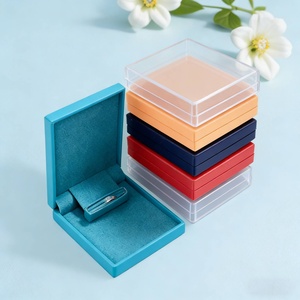 Square Plastic-coated Velvet <b>Ring</b> Box Gold Jewelry <b>Jade</b> Gift Box Necklace Bracelet Chain Jewelry Packaging Box - Product Image 2