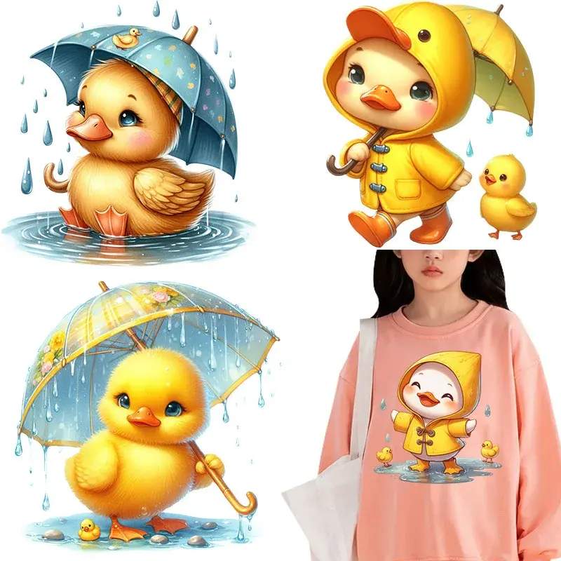 Iron on Patches Cute Little Yellow Duck DIY Heat Transfer Clothes T-shirt Thermal Transfer Stickers Decoration Printing