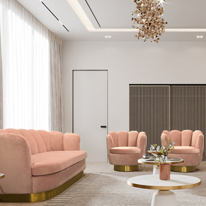 Boucle Fabric Accent <strong>Arm</strong> <strong>Chairs</strong> Furniture Relaxed Swivel Velvet Sofa <strong>Flower</strong> Shape Lounge <strong>Chair</strong> for Hotel Living Room - Product Image 2