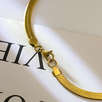 Collier chaîne serpent plate en acier inoxydable plaqué or pour femmes et hommes, style hip-hop, mariage, mode, motif chevrons, vente en gros