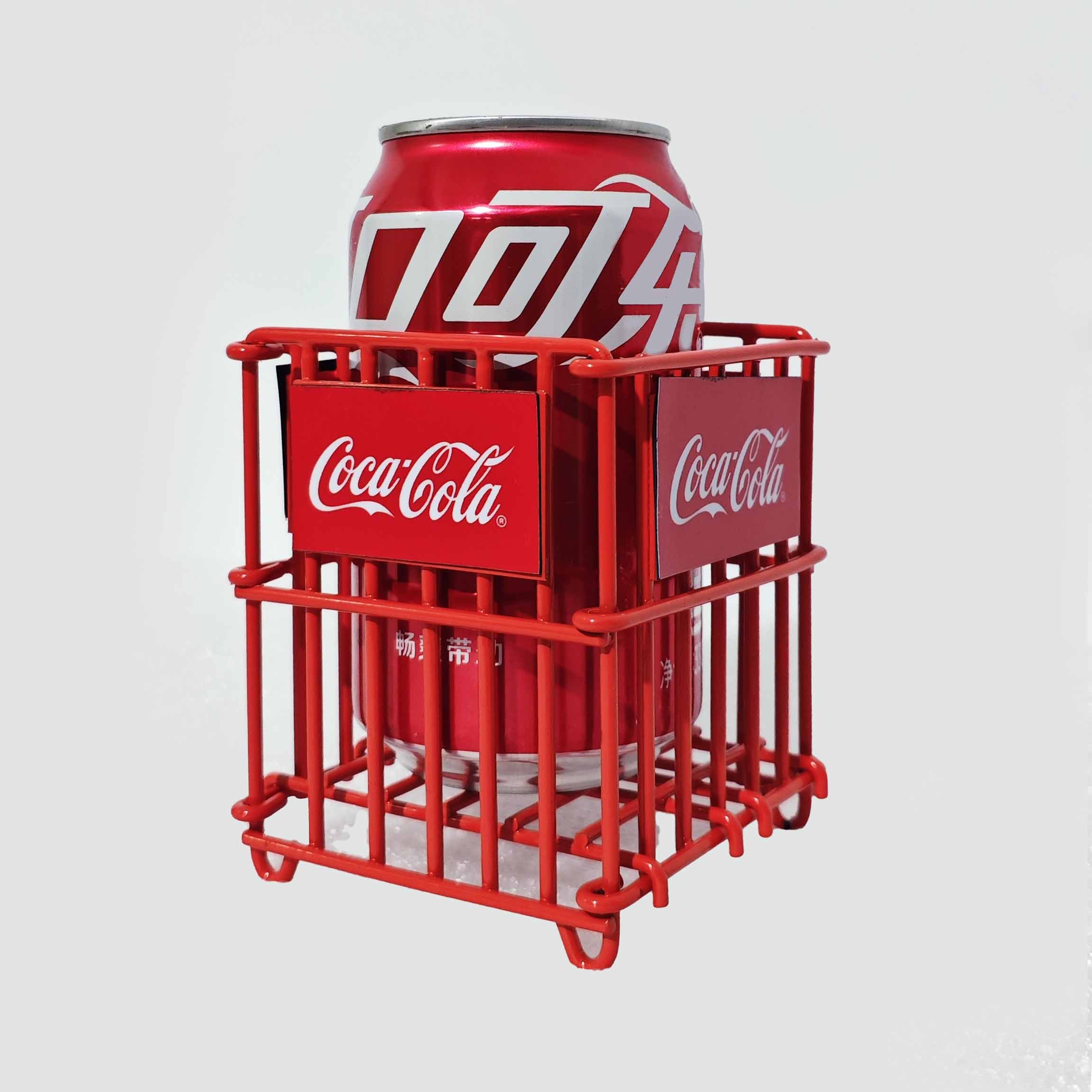 Cola Beverage Display Racks DIY Red Drinking Cans Metal Wire Basket Detachable Small Display Stand for Exhibition and Home