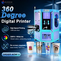 Machine d'impression numérique à jet d'encre en une seule passe, entièrement automatique, 8 stations CMYK+W pour l'impression sur gobelets en plastique