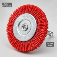 Roue à fil plat sertie en nylon à tige hexagonale pour polisseuse métallique, outil de nettoyage de la rouille et d'ébavurage