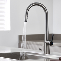 Robinet de cuisine moderne à douchette extractible à arc haut, mitigeur monocommande eau chaude et froide avec cartouche céramique