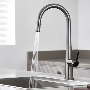 Rubinetto da Cucina Moderno ad Arco Alto Estraibile, Miscelatore Monocomando <span class=keywords><strong>Acqua</strong></span> Calda e Fredda con Ceramica - Product Image 1
