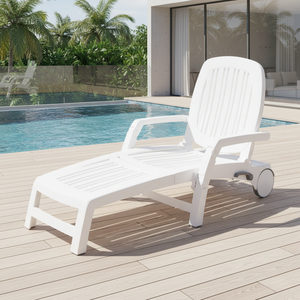 Chaise longue pliante en <span class=keywords><strong>plastique</strong></span> d'extérieur avec roulettes pour la piscine, le patio, le <span class=keywords><strong>bain</strong></span> <span class=keywords><strong>de</strong></span> <span class=keywords><strong>soleil</strong></span> - Product Image 1