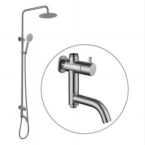 Juego de ducha Bingtao de acero inoxidable 304 con rociador superior de agua fría, grifo de baño empotrado de montaje superficial - Product Image 5