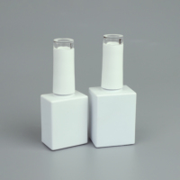 Flacon de vernis à ongles en verre blanc carré de luxe de 10 ml et 15 ml avec bouchon, pinceau, sérigraphie, emballage en carton givré, faible MOQ, OEM/ODM
