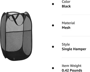 ตะกร้าผ้าตาข่ายพับได้แบบพกพา ประหยัดพื้นที่ พร้อมหูหิ้ว  ยี่ห้อ Imaiwill  รับทำโลโก้ตามสั่ง เป็นมิตรกับสิ่งแวดล้อม - Product Image 4