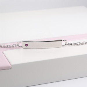 18 Karat vergoldetes Geschenk 925 Sterling Silber Gravur Benutzer definiertes Logo Geburtsjahr Schmuck Blank Bar Name Baby Armband - Product Image 5