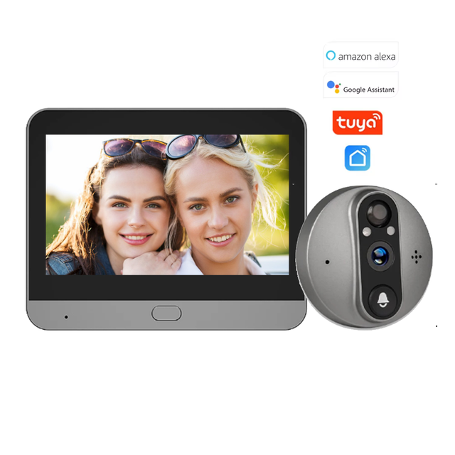 Smart Tuya 1080P WiFi Door Bell Eye Peephole Camera 5000mAh Battery PIR Motion Detector Alexa Google Digital Door Viewer