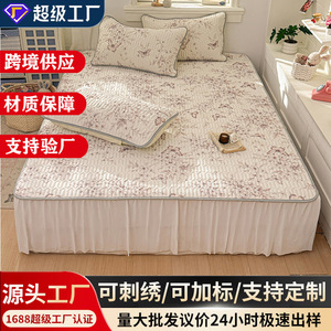Jupe de lit rafraîchissante en latex sur mesure 2,0 m, taille simple, lavable, en soie glacée, antidérapante, respirante, tapis rafraîchissant d'été - Product Image 5