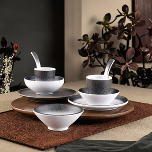 Juego de vajilla de melamina retro japonesa, juego de tazas de restaurante de cuatro piezas de diseño moderno, tazón de sopa de olla caliente, plato pequeño, cuchara comercial - Product Image 6