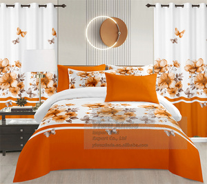 Sẵn Sàng Để Tàu 8 Mảnh Tấm Ga Giường Đặt Vua Kích Thước Giá Rẻ Giá Sợi Nhỏ Hoa In Bộ Đồ Giường Đặt Với Rèm Cửa - Product Image 3