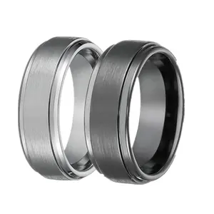 2021 Hot Selling Silver Gun Metal Plated Waterproof Tungsten Carbide Ring