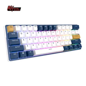  RK ROYAL KLUDGE RK61 60% Mechanical Keyboard, Bluetooth/Wired,  61 Keys, RGB Hot Swap, Coiled Cable, Gaming - White : Video Games