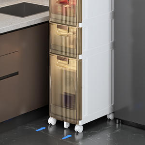 가정용 다층 접이식 플라스틱 이동식 욕실 수납 랙 맞춤형 로고 좁은 화장실 캐비닛 - Product Image 3