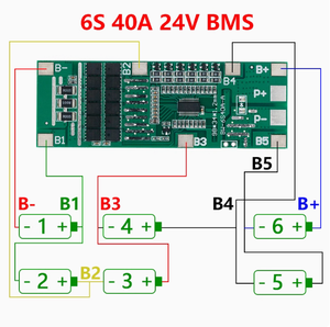 Carte de protection BMS <span class=keywords><strong>Li</strong></span>-ion <span class=keywords><strong>YE</strong></span> 6S 24V 20A/40A avec équilibrage pour outils électriques, éclairage solaire, batterie 21V-25.2V, PCB - Product Image 2