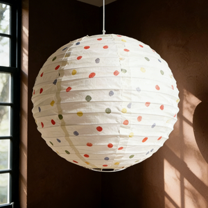 Lanterne suspendue ronde minimaliste en mélange de coton, lampe suspendue décorative pliable pour chambre à coucher et salon (20 pouces) - Product Image 1