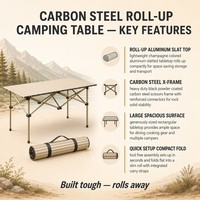 Table pliante moderne XL en acier carbone ultralégère pour camping, pique-nique, barbecue – Mobilier d'extérieur pliable