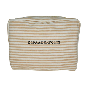 Eco-Friendly Large Capacity Striped Linen Zipper <b>Handbag</b> Fashionable Nice Travel Bag for Cosmetics Makeup Low MOQ - Product Image 4