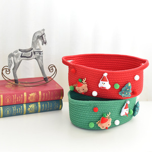 Christmas <b>Storage</b> <b>Baskets</b> Cotton <b>Rectangular</b> 30x20x12cm For Holiday Gift <b>Storage</b> - Product Image 4
