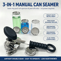 Machine de scellage manuelle 3-en-1 pour canettes de 55 mm, Scelleuse à main pour canettes en plastique PET, Outil de scellage facile pour canettes, idéal pour les salons de thé au lait