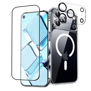 En stock – Vente en gros – Coque de téléphone 3-en-1 avec protection d'écran en verre trempé 9H et protection d'objectif d'appareil photo pour <span class=keywords><strong>iPhone</strong></span> 14 15 16 17 18 Pro Max - Product Image 2