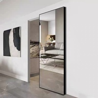 YDNCN Porte coulissante moderne en verre trempé sans cadre avec miroir pour armoire, placard et portes de salle de bain