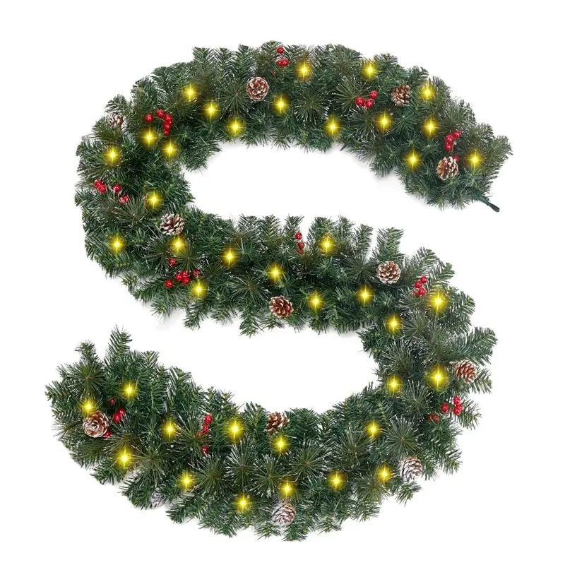 wholesale 9 FT Pre-lit Christmas garland decorative Christmas wreaths, garlands & swags