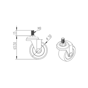 Đồ nội thất bánh M8-50 ren STEM xoay bánh vít bánh mà không cần phanh cho t khe cắm khung hồ sơ bệnh viện giỏ hàng #7178 - Product Image 6