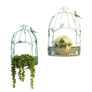 Home decor Bird cage ironwork hanging wall adornment TV background piece flower basket table personality creation