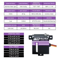 Servo numérique PTK 8812 MG-D à engrenages métalliques pour planeur à aile fixe RC, même classe que KSTX10, pour unisexe