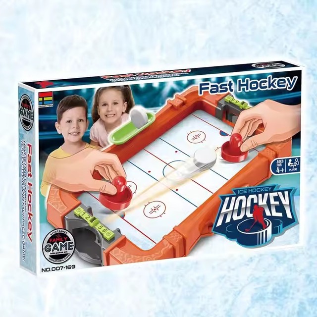 Mini Tabletop Air Hockey Board Game 2 Player Desk Plastic Orange Funny Indoor Party Toy