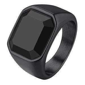 New Male <strong>Black</strong> <strong>Stone</strong> Stainless Steel <strong>Ring</strong> <strong>Silver</strong> Color Hip Hop Party Punk <strong>Rings</strong> for Men Wedding Jewelry - Product Image 6