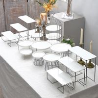 Support à dessert en céramique blanc et or de luxe - Support à gâteau à 3 étages et plateau de service pour pâtisseries pour mariages