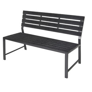 Banc de jardin moderne et contemporain pour l'extérieur, meubles de patio K.D., chaises de jardin en plastique noir - Product Image 1