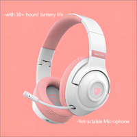 SADES Whisper Premium Leather Wireless Gaming Headset Low Latency AAC Dynamic Over-ear Foldable Retractable Mic ENC Dual Mode