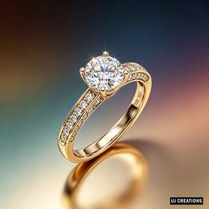 Anillo de Boda Personalizado de Plata Chapada en Oro de 14k con Diamante de 1 Quilate, Corte Brillante, Cultivado en Laboratorio, para Fiestas y Eventos - Product Image 2